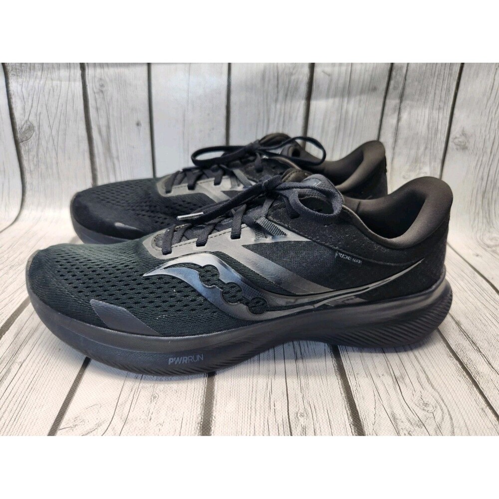 Saucony Ride 16 Triple Black Men's 12.5 Performance Running Comfort Sneakers